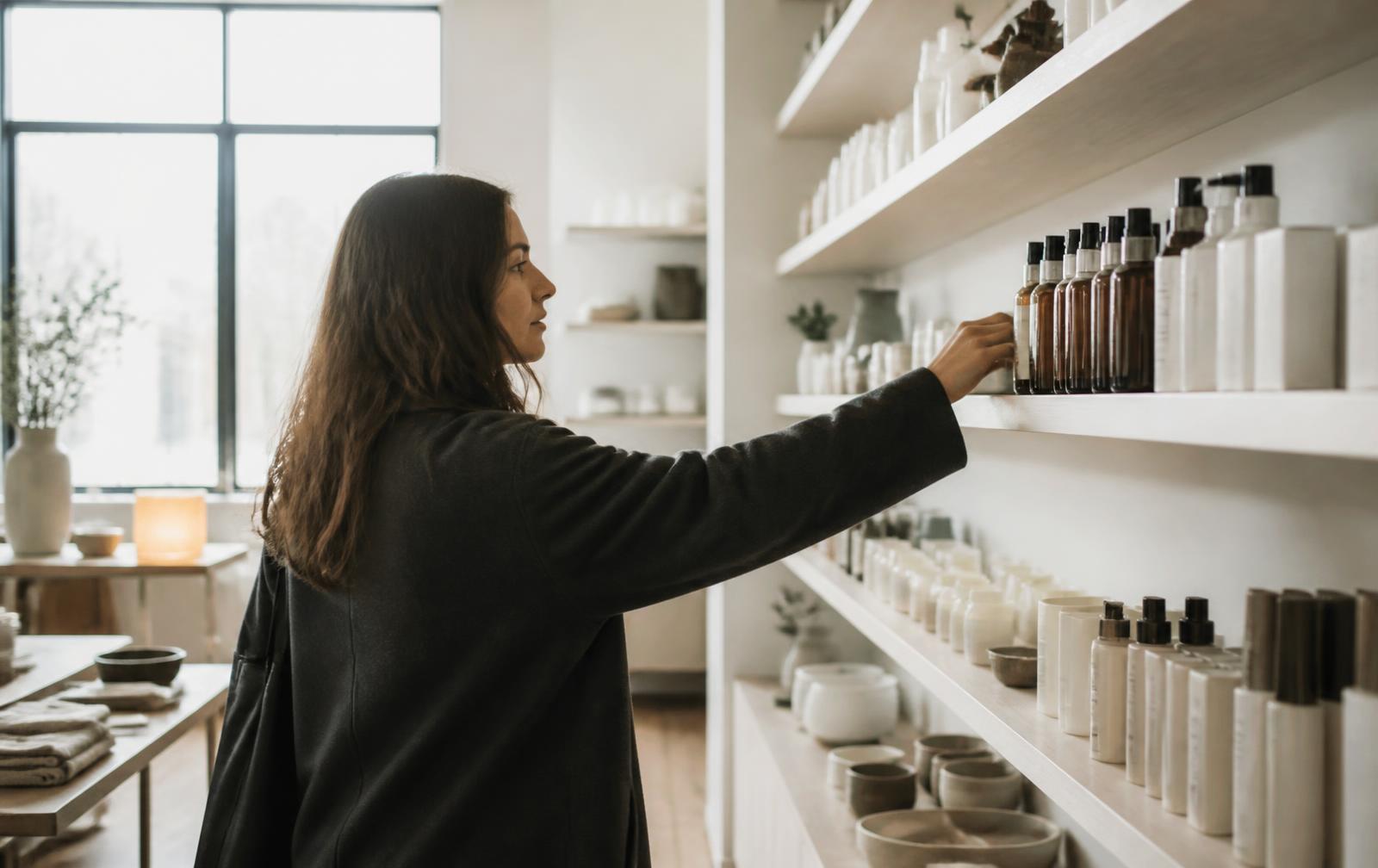 Een klant bekijkt producten in een lifestyle store